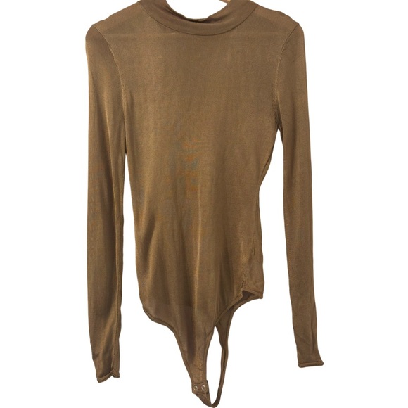 Good American Soft Nylon Funnel Thong Bodysuit in Pecan Size M - Picture 5 of 6